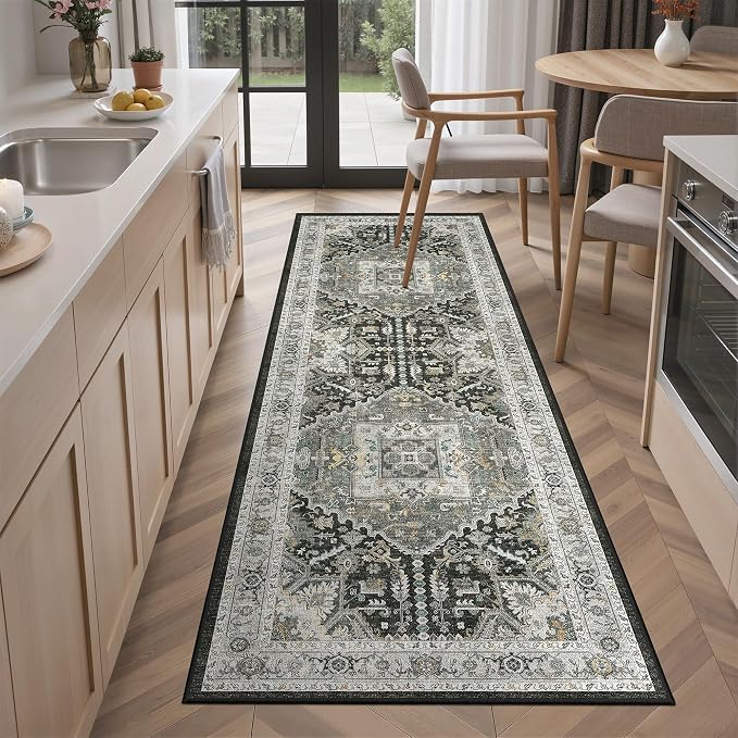 Madane Washable Kitchen Runner Rug 2x6, Ultra-Thin Non-Slip Hallway Runner