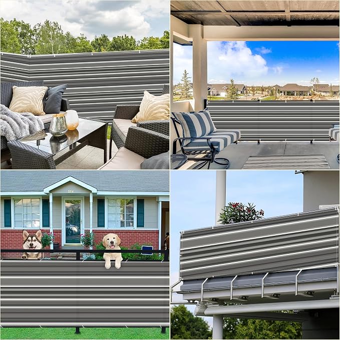 Balcony Privacy Screen 4.3' x 13.1' UV-Protection Wind-Resistant Privacy Screen