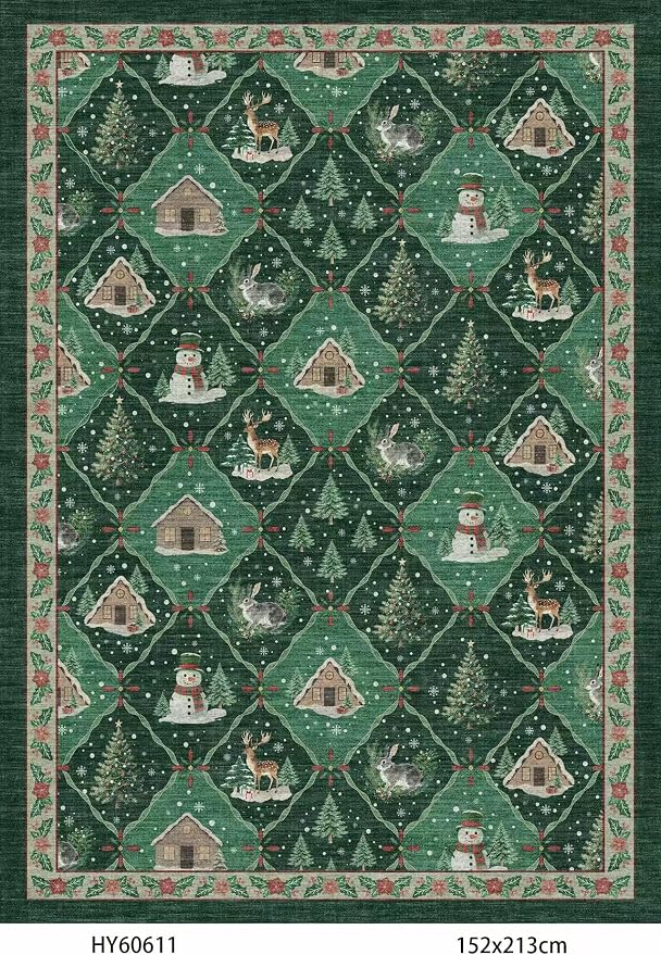 Christmas Decorations Kitchen Rugs Set of 3: Washable Non-Slip Kitchen Mat