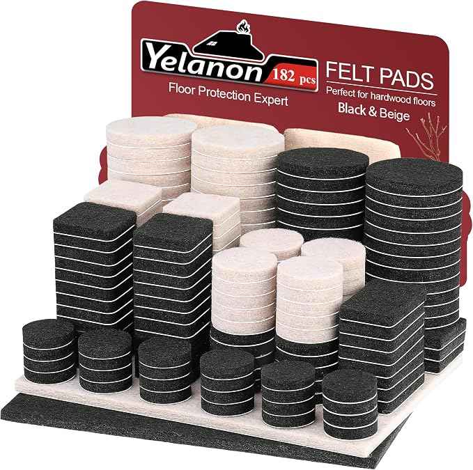 Yelanon Felt Furniture Pads -182 Pcs Premium Felt Pads
