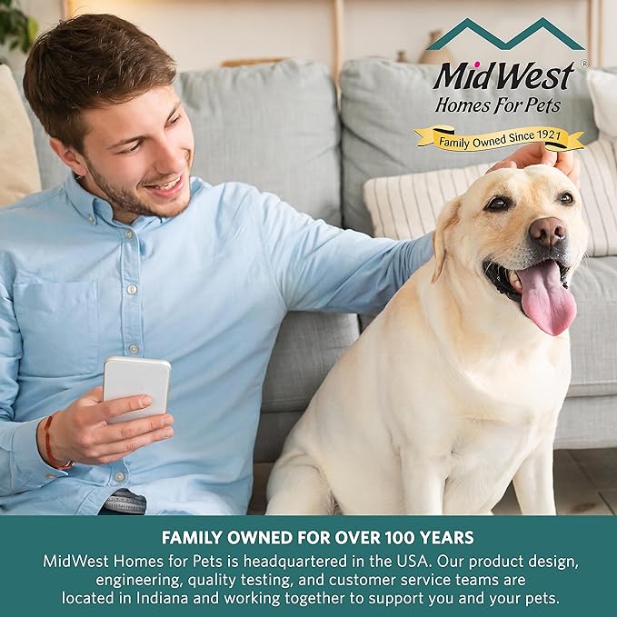 Midwest Homes for Pets 42-Inch New World Crate for Large Breeds, 71-90 lbs, Single Door Folding Dog Crate, Leak-Proof Tray & Secure Latch, Portable, Durable & Easy to Assemble