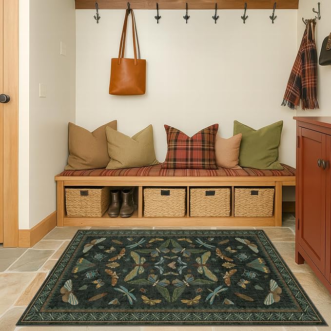 Green and Black Entryway Rug