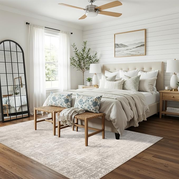 4x6 Living Room Area Rugs: Washable Abstract Non-Slip Small Carpet
