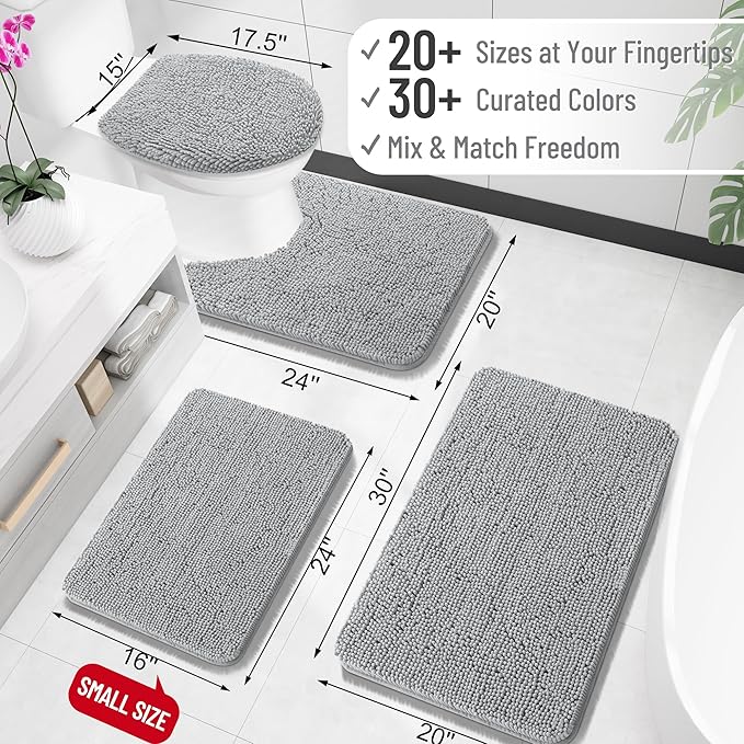 OLANLY Small Bathroom Rugs 24x16, Extra Soft Absorbent Chenille Bath Rugs