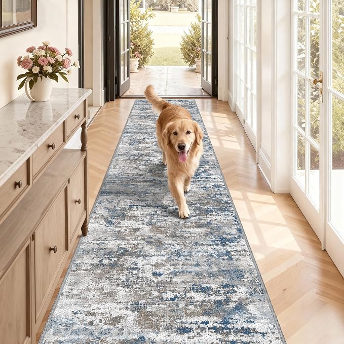 Washable Carpet Runners for Hallway 12ft-Non Slip Floor Runners for Dogs