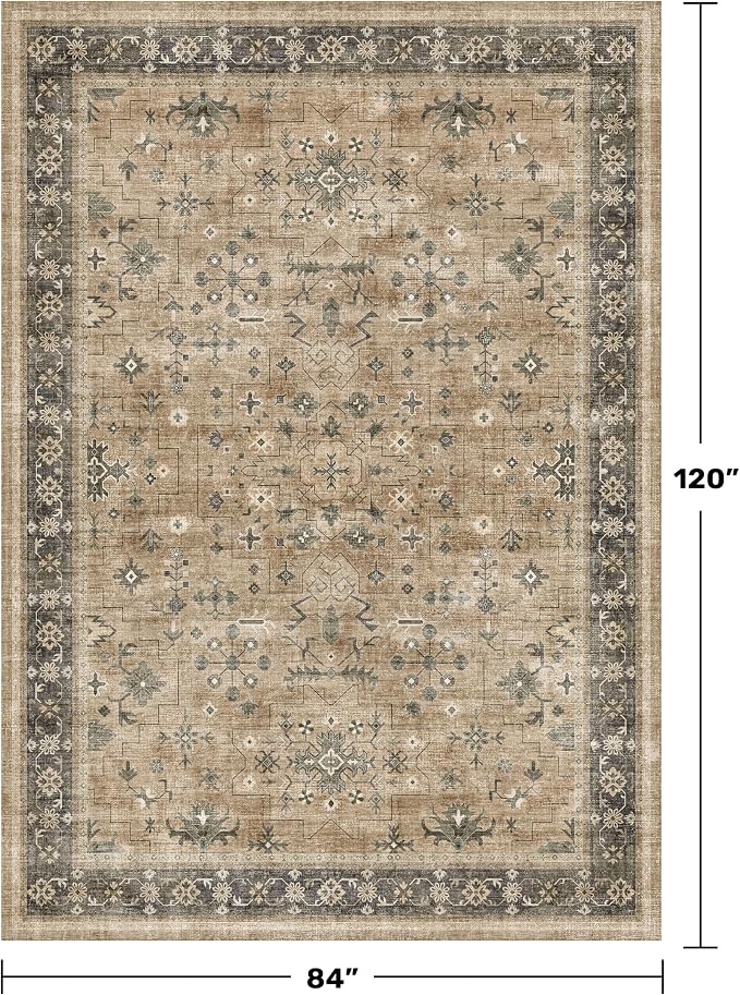 Boho Earth Tone 7x10 Living Room Rug