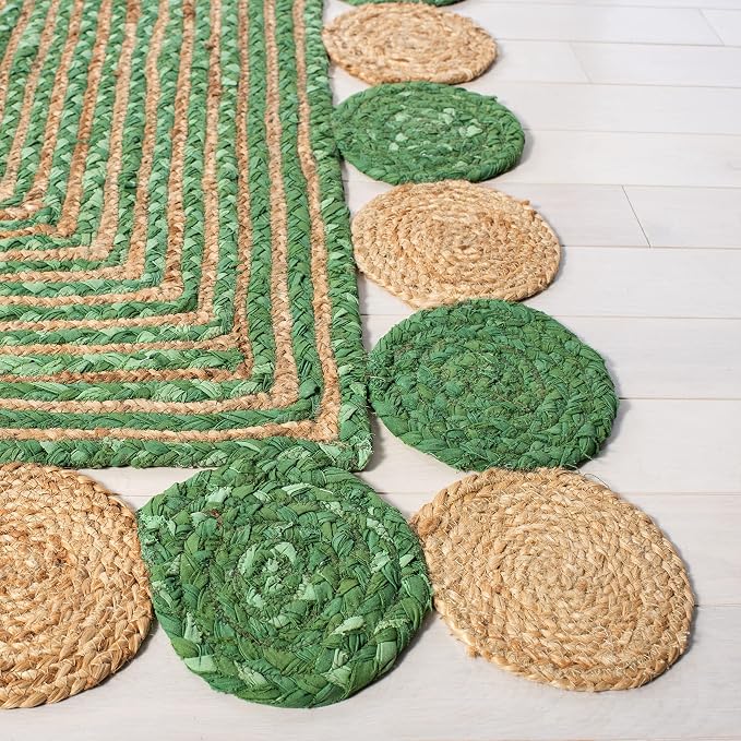 SAFAVIEH Cape Cod Collection 8' x 10' Green / Natural CAP201Y Handmade Boho