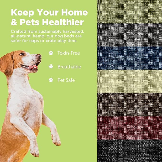 XX-Large - 54 x 36 x 6 - Natural Premium Organic Hemp Dog Bed - Organic Latex Fill - Removeable Cover