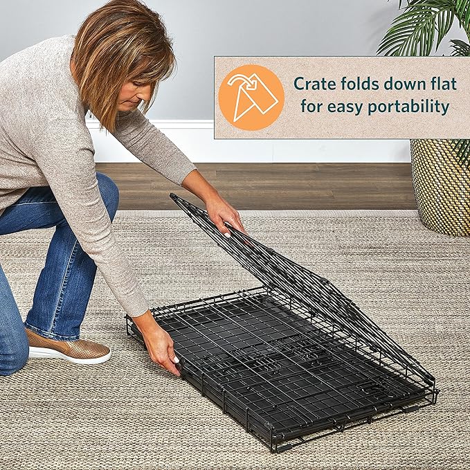 MidWest Homes for Pets Intermediate LifeStages Single Door 36-Inch Folding Dog Crate, Enhanced Security, Includes Leak-Proof Pan, Divider Panel, Handle, Rubber Feet