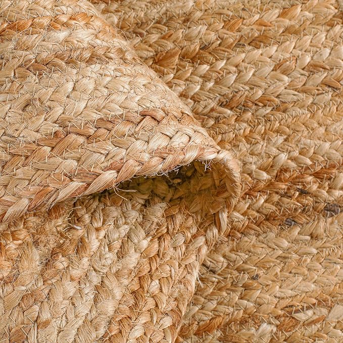 Hausattire Hand Woven Jute Braided Rug, Reversible Boho Entry Area Rugs