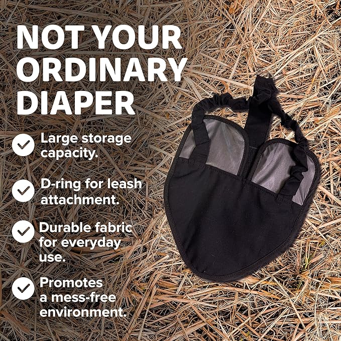 Hen Holster Bird Diaper, Wrap Around - for Hens, Roosters, Ducks, Geese, Leak-Proof Design, Comfortable Fleece Strap Bird Harness with Sewn-in Liner, Secure Hook and Loop Closure - S/M, Black