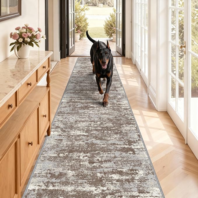 Washable Carpet Runners for Hallway 12ft-Non Slip Floor Runners for Dogs