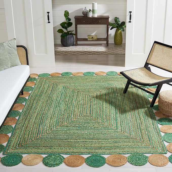 SAFAVIEH Cape Cod Collection 8' x 10' Green / Natural CAP201Y Handmade Boho