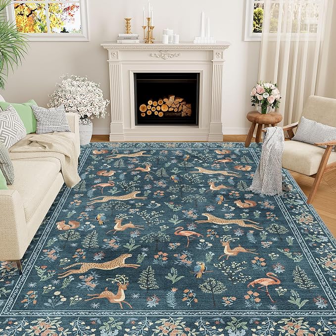 DUKINO 8x10 Rug, Washable Animal Living Room Rug
