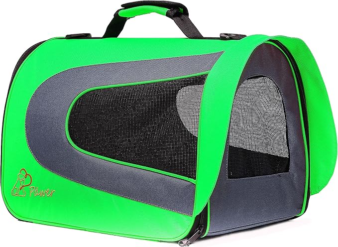 Pawer 18” x 11”x 11” Soft-Sided Foldable Airline Approved Pet Carrier for Cat, Puppy and Small Dog, Washable 600D Oxford Fabric, with Handle and Strap for Carry, Multiple Colors Available