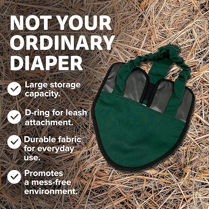 Hen Holster Bird Diaper, Wrap Around - for Hens, Roosters, Ducks, Leak-Proof Design, Comfortable Fleece Strap Bird Harness with Sewn-in Liner, Secure Hook and Loop Closure - XL, Green