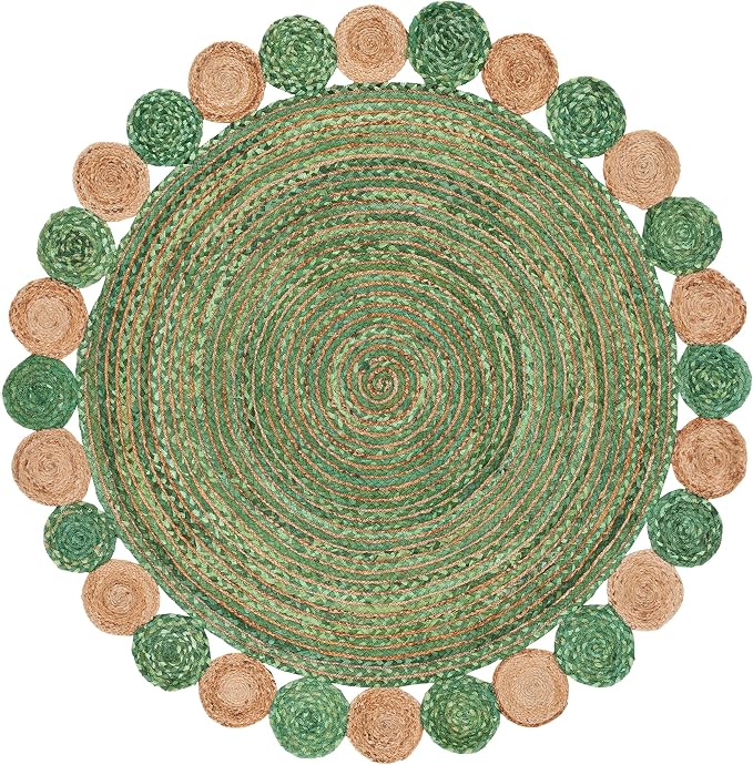 SAFAVIEH Cape Cod Collection 6' Round Green/Natural CAP201Y Handmade Boho
