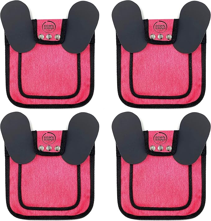 DOWN UNDER OUTDOORS 4 Pack Medium-Large Saddles with Adjustable Straps, Poultry Saver, Protector, Apron, Supplies, Care Products (Pink)