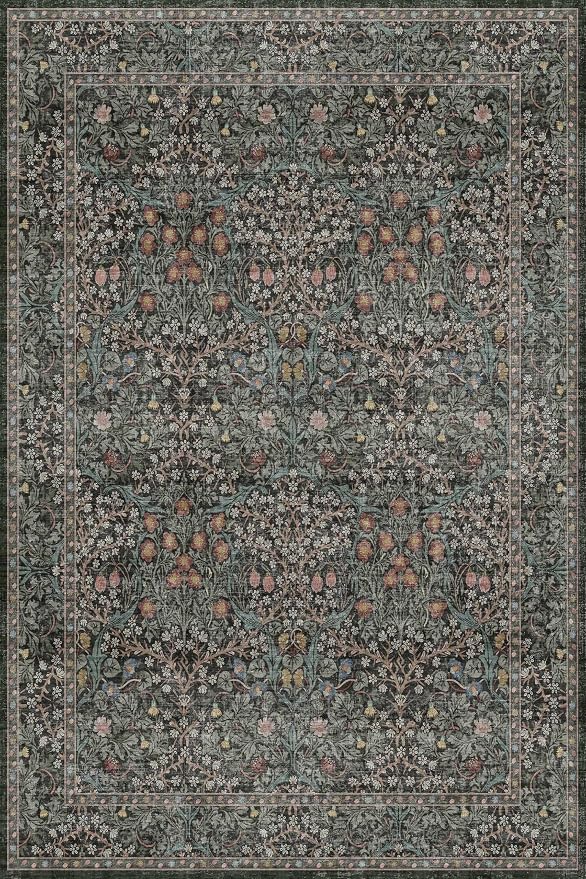 Dark Green 4x6 Entryway Rug, Washable Area Rug 4x6