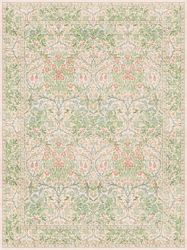Washable Light Green Rug for Bedroom
