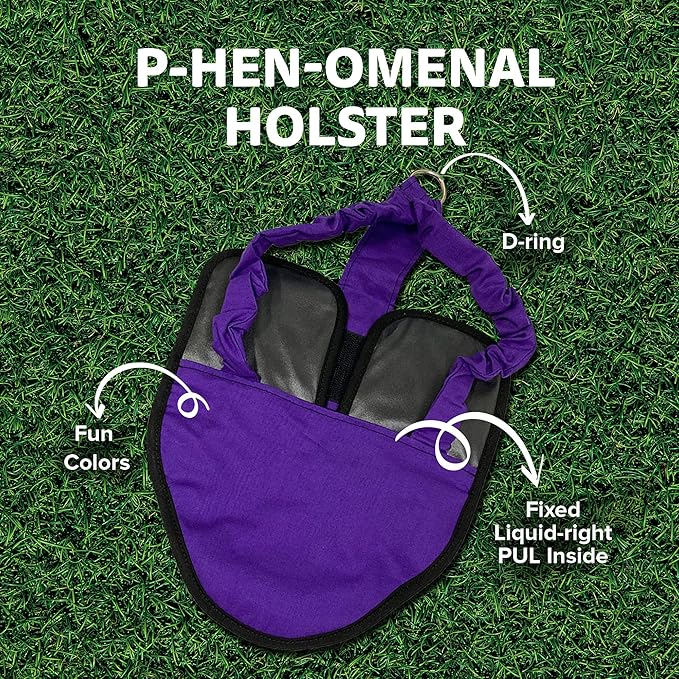 Hen Holster Bird Diaper, Wrap Around - for Hens, Roosters, Ducks, Leak-Proof Design, Comfortable Fleece Strap Bird Harness with Sewn-in Liner, Secure Hook and Loop Closure - Large, Purple