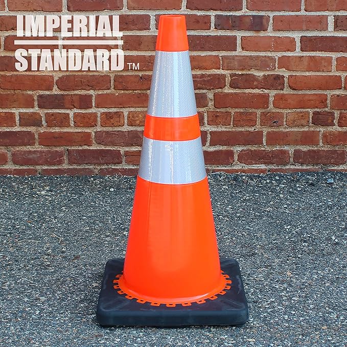 Traffic Cones - Safety Cones - 28" Orange Cones with 2 Reflective Collars - Construction Cones - Road Cones - Parking Cones - Street Cone (4 pack)