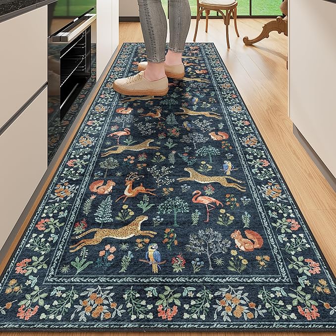 DUKINO 2.6x8 Rug for Hallway, Washable Kitchen Runner Rug