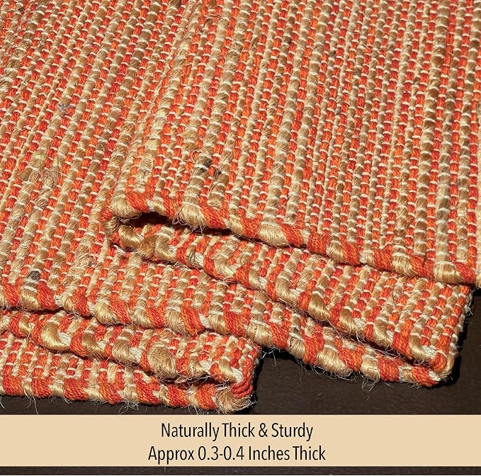 Natural Jute Table Runner, 13x48 Inch, Rust Orange | Vintage Boho Rustic Table