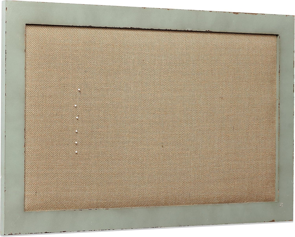 SOFE 18x29 Linen Bulletin Board, Rustic Wood Frame Decor
