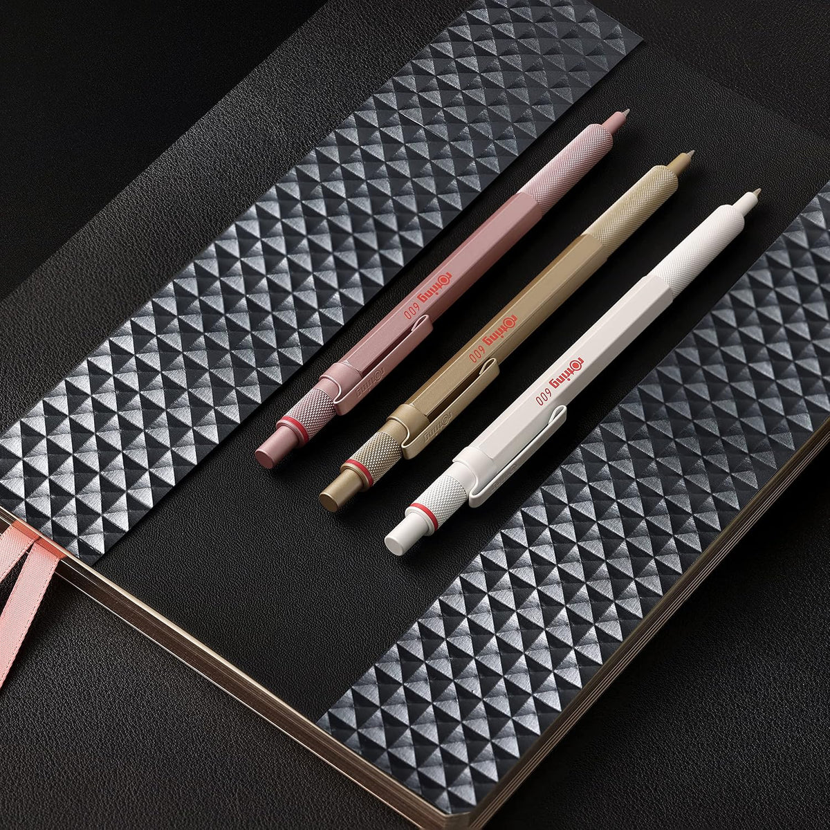 Rotring 600 Metallic Ballpoint Pen Medium Point Black Ink Gold Barrel Refillable 1 Count (Pack of 2)