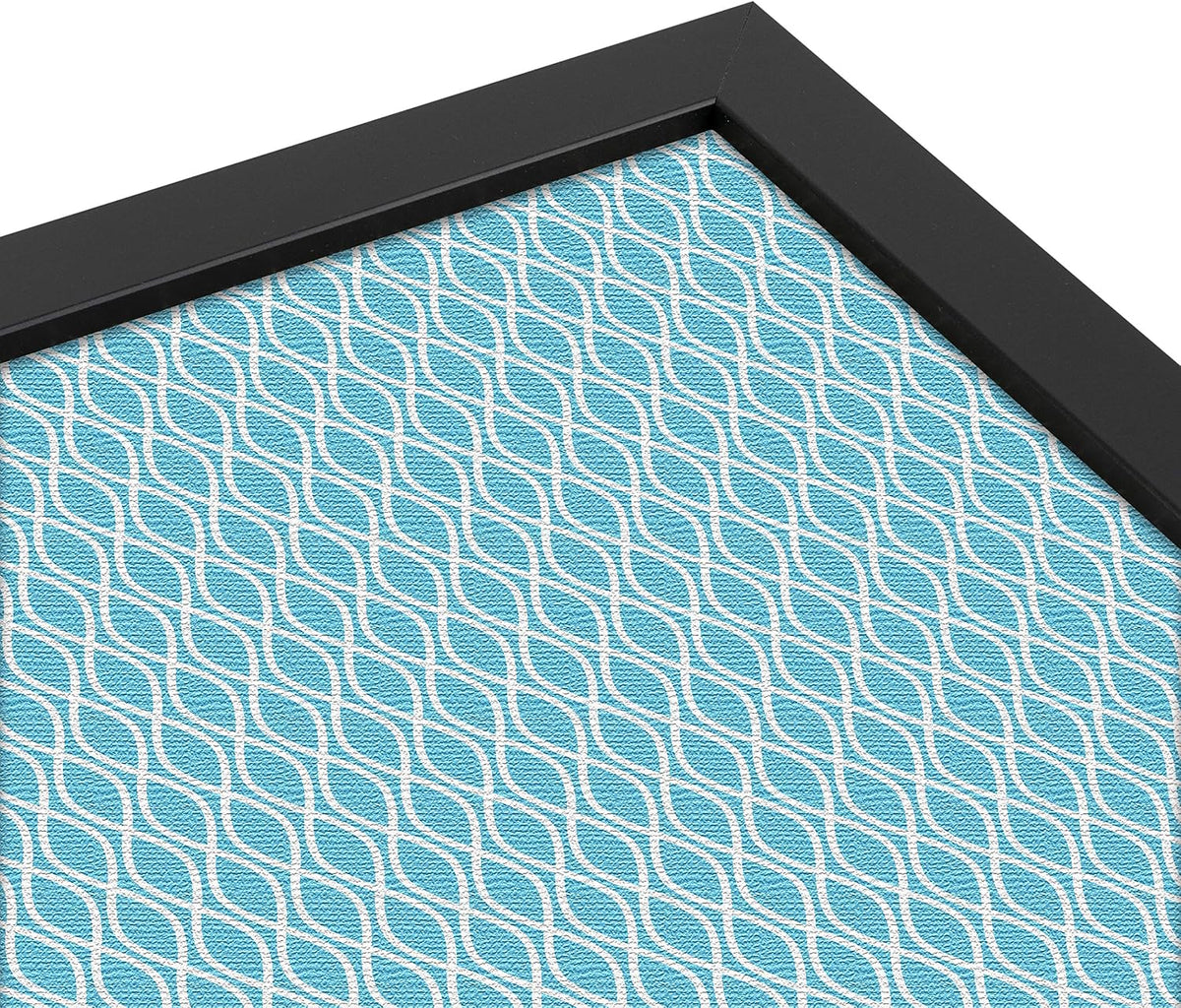 PinPix 40x28 inch Cork Bulletin Board. This Decorative Framed Pin Board Comes with Sky Blue Waves Design and a Satin Black Frame. Ideal for Home Office Decor (PinPix-245)