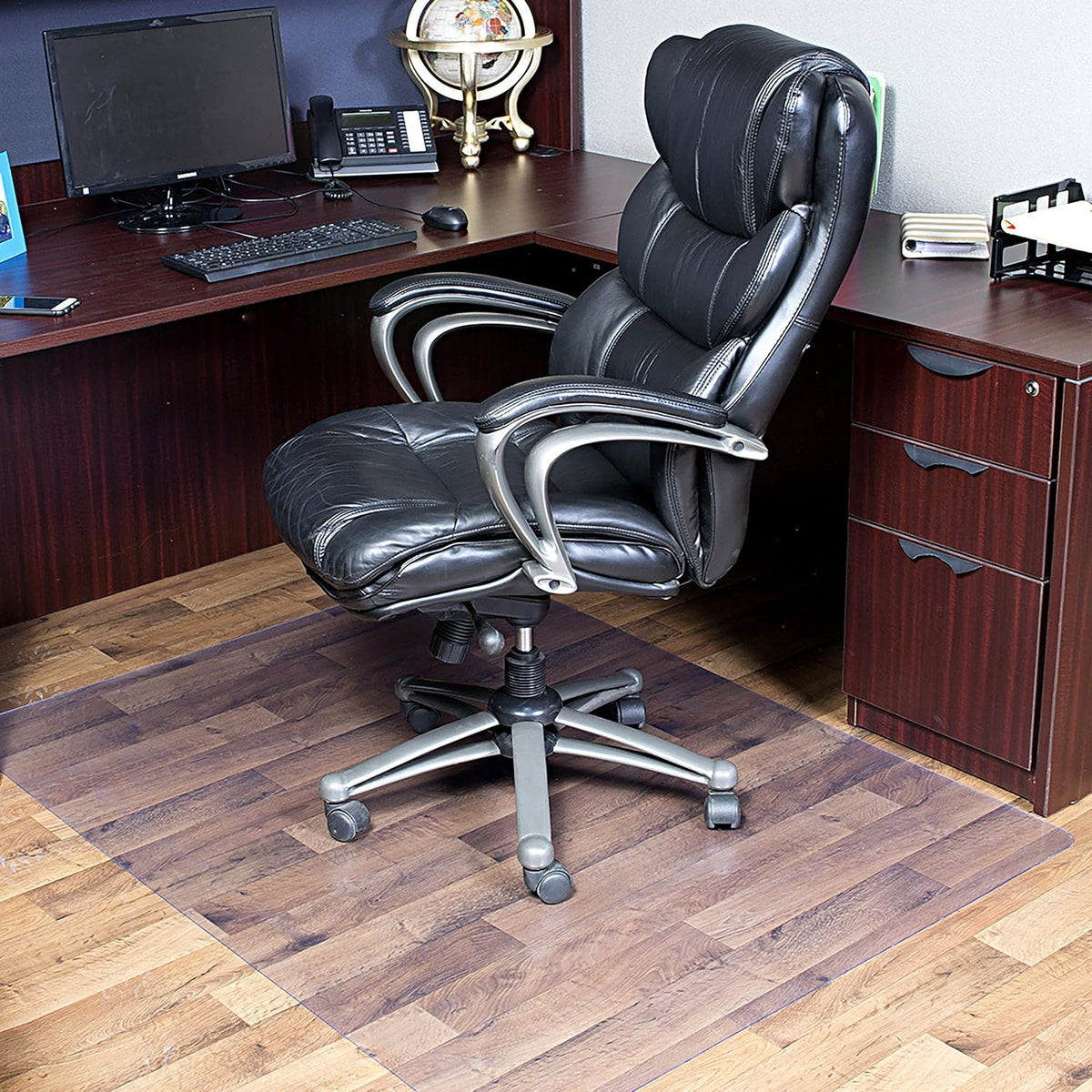Dimex Clear Office Chair Mat for Hard Floors – 46" x 60" Rectangle Vinyl Floor Protector for Wood, Tile, Vinyl & Laminate