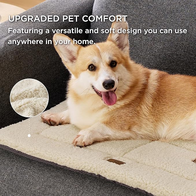Bedsure Washable Dog Crate Bed for Large Dogs, Reversible Foam Floor Pet Mat, Versatile Lightweight Pet Crate Pad for Cages