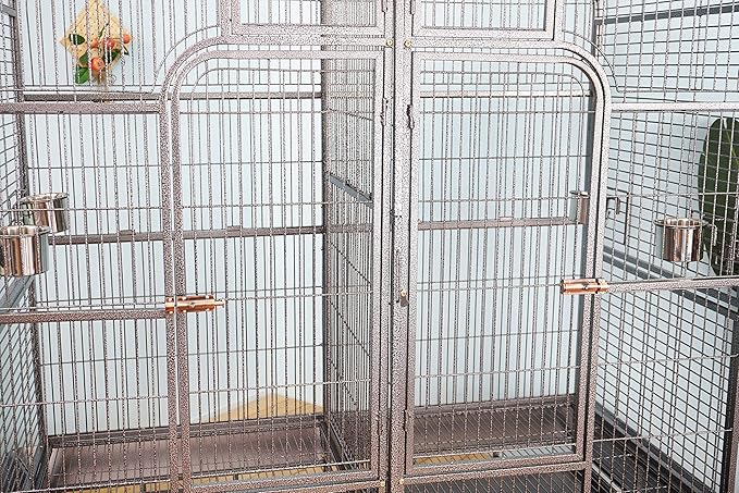 Double Cage with Center Divider for Bird Parrot Aviary W64xd32xh73