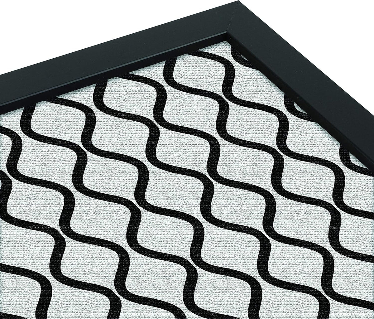 ArtToFrames PinPix 12x36 Inch Custom Cork Bulletin Board. This Waves in Black and White Pin Board Has a Fabric Style Canvas Finish, in a Satin Black Frame (PinPix-194-12x36_FRBW26079)