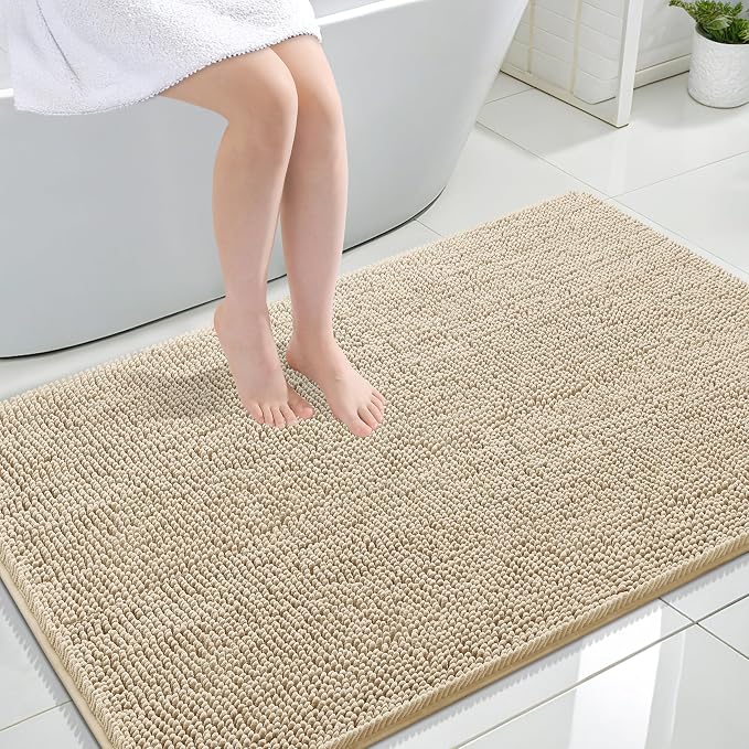 OLANLY Large Bathroom Rugs 47x32, Extra Soft Absorbent Chenille Bath Rugs