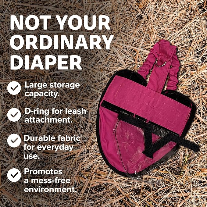 Hen Holster Wrap-Around Bird Diaper & Harness for Hens, Roosters, Ducks, Geese - with Removable Vinyl Liner, Adjustable Fit for Outdoor Adventures & Indoor Use - Easy to wear - Large, Pink