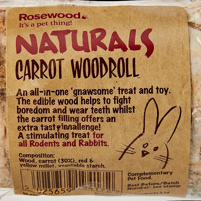 Rosewood Pet 1 Count Carrot Nibble Woodroll For Small Animals, One Size
