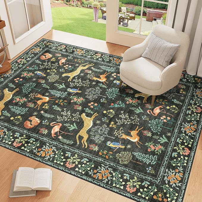 DUKINO 4x6 Rug, Washable Animal Area Rug