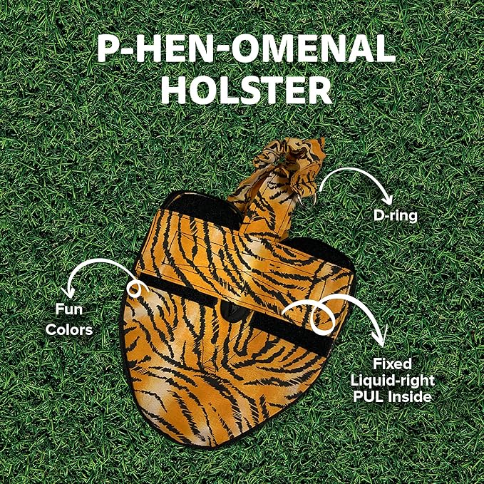Hen Holster Bird Diaper, Wrap Around - for Hens, Roosters, Ducks, Leak-Proof Design, Comfortable Fleece Strap Bird Harness with Sewn-in Liner, Secure Hook and Loop Closure - XL, Tiger