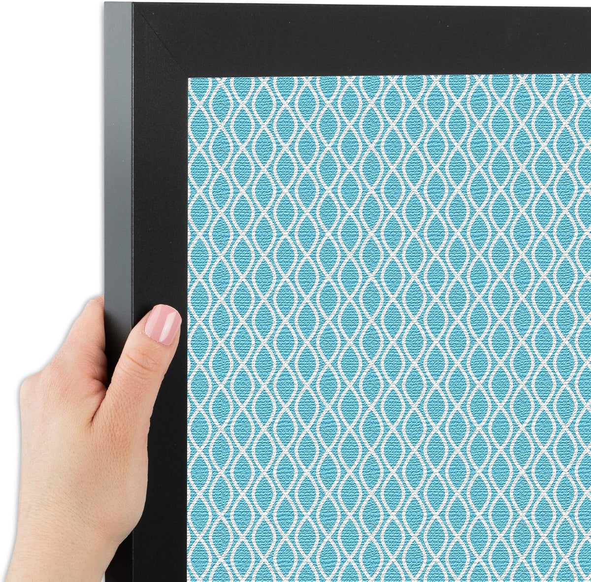 PinPix 40x28 inch Cork Bulletin Board. This Decorative Framed Pin Board Comes with Sky Blue Waves Design and a Satin Black Frame. Ideal for Home Office Decor (PinPix-245)