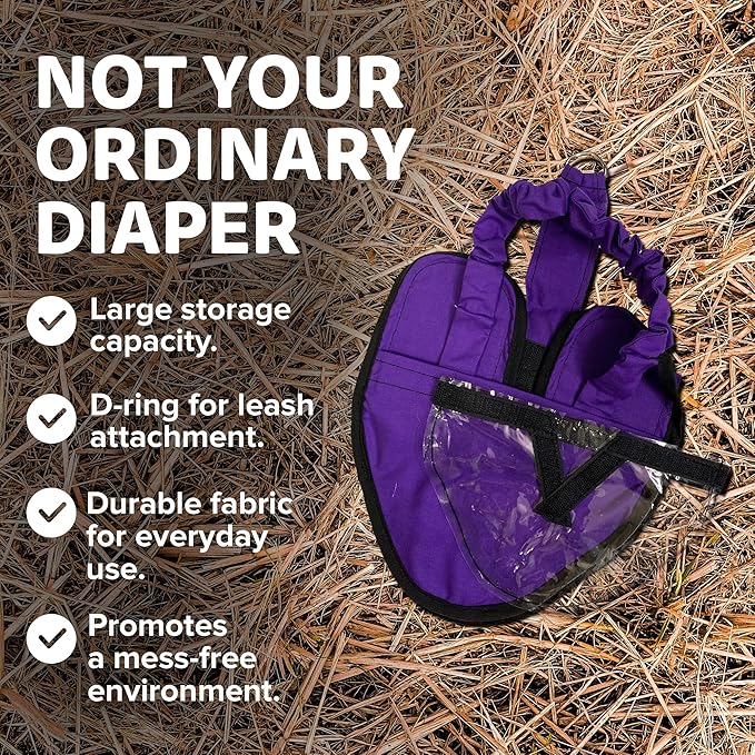 Hen Holster Wrap-Around Bird Diaper & Harness for Hens, Roosters, Ducks, Geese - with Removable Vinyl Liner, Adjustable Fit for Outdoor Adventures & Indoor Use - Easy to wear - XL, Purple