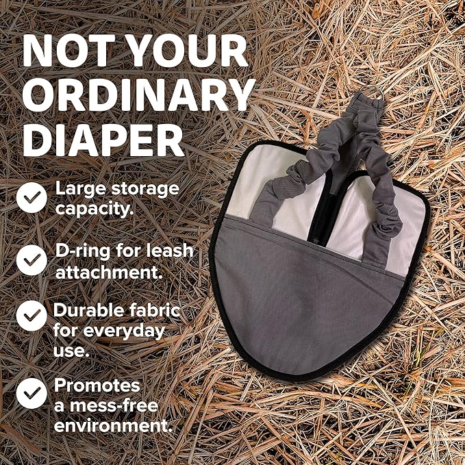Hen Holster Bird Diaper, Wrap Around - for Hens, Roosters, Ducks, Geese, Leak-Proof Design, Comfortable Fleece Strap Bird Harness with Sewn-in Liner, Secure Hook and Loop Closure - S/M, Gray