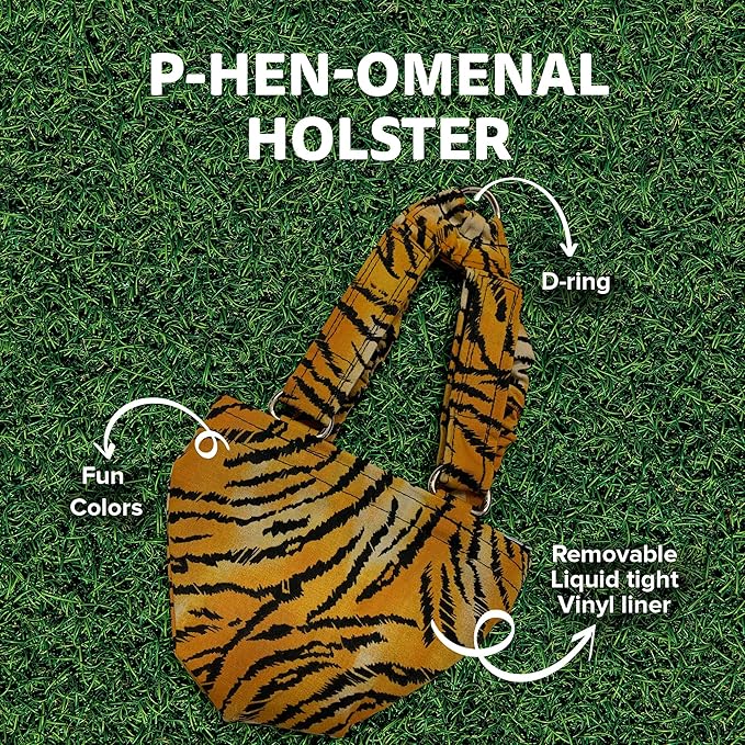 Hen Holster Bikini Diaper, Bird Diaper & Harness for Hens, Roosters, Ducks, Geese - with Removable Vinyl Liner, Adjustable Fit for Outdoor Adventures & Indoor Use - Easy to wear - S/M, Tiger