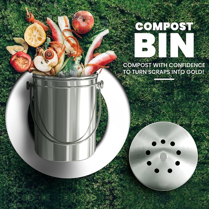 Utopia Kitchen Compost Bin for Kitchen Countertop, 1 Gallon Compost Bucket for