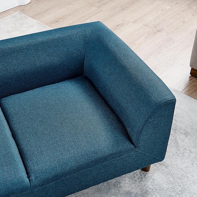 Modern Rectangular Pet Sofa with Backrest and Armrests - Comfortable Dog Couch for Medium and Large Dogs - Stylish and Functional Pet Furniture with Soft Cushion (Blue)